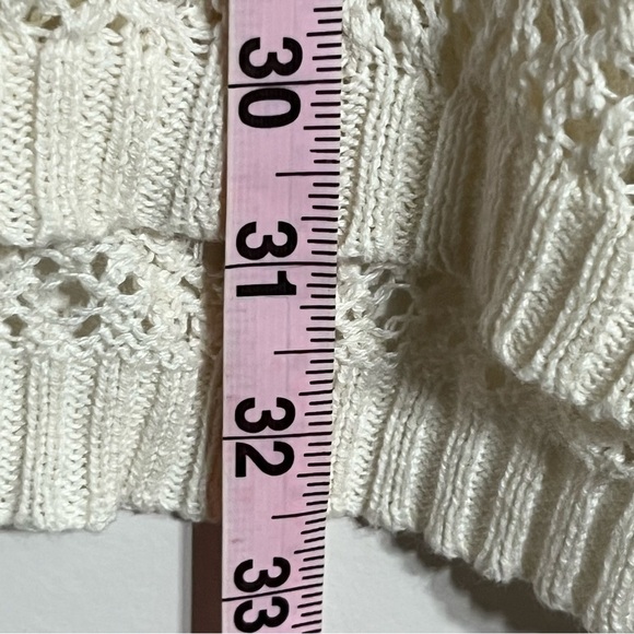 Vintage White Mossimo Crochet Top Size Medium Long Sleeve Open Knit - Picture 10 of 11